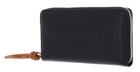 COCCINELLE Metallic Soft Wallet Grained Leather Noir / Cuir