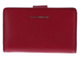 COCCINELLE Metallic Soft Mini Wallet Grained Leather Sangria