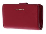 COCCINELLE Metallic Soft Mini Wallet Grained Leather Sangria