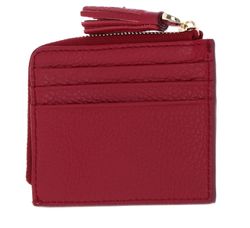 Portacarte Di Credito Coccinelle Con Nappina - Tassel Credit Card Holder New Fucsia, 6 Scomparti + Zip, Pelle Vero, Regalo Elegante