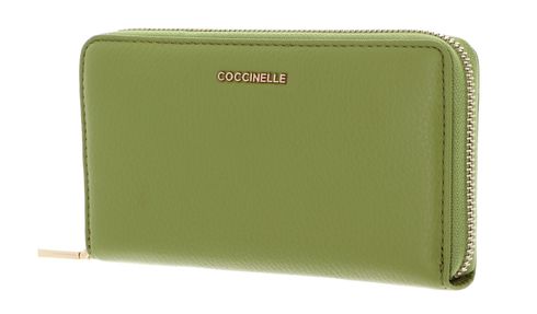 COCCINELLE Metallic Soft Wallet Grained Leather Guacamole