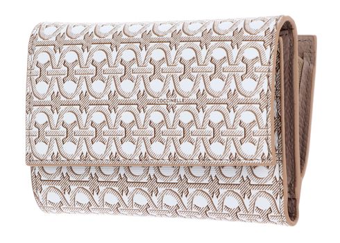 COCCINELLE Metallic Coated Monogram Wallet Multi Blanc / Rose