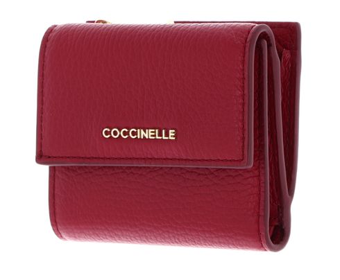 COCCINELLE Metallic Soft Wallet Grained Leather Sangria