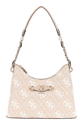 GUESS Izzy Top Zip Shoulder Bag Sand Logo