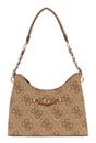 GUESS Izzy Top Zip Shoulder Bag Latte Logo
