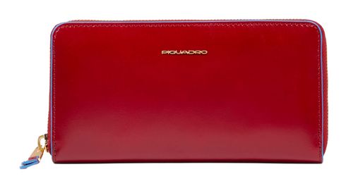PIQUADRO Blue Square Zip Around Wallet Red