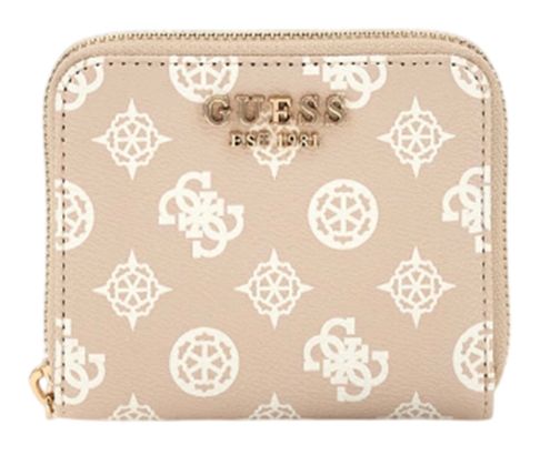 GUESS Laurel SLG Small Zip Around Wallet Sand Logo