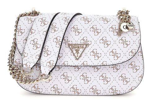 GUESS Eco Erica Convertible Xbody Flap Bag Cream Logo