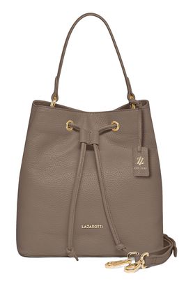 Lazarotti Bologna Leather Bucket Bag Taupe