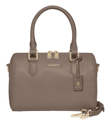 Lazarotti Bologna Leather Bowling Bag Taupe Lazarotti Bologna Leather Bowling Bag Taupe