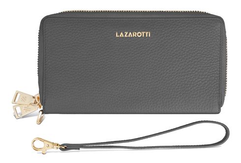 Lazarotti Bologna Leather Double Zip Around Wallet Grey