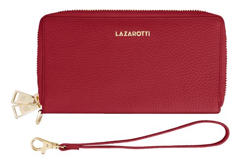 Lazarotti Bologna Leather Double Zip Around Wallet Red