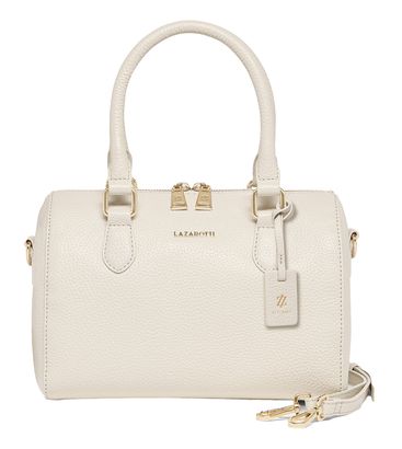 Lazarotti Bologna Leather Bowling Bag Creme White