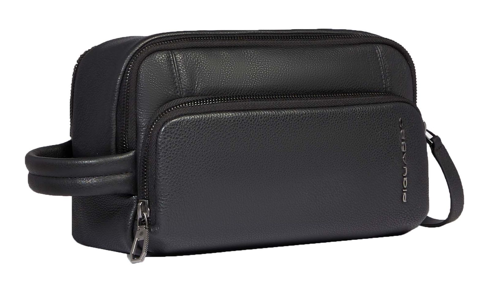PIQUADRO Cronus Leather Toiletry Bag Black PIQUADRO Cronus Leather Toiletry Bag Black