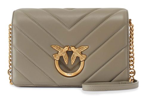 PINKO Love Click Classic Sheep Nappa Big Chevron M Walnut - Antique Gold