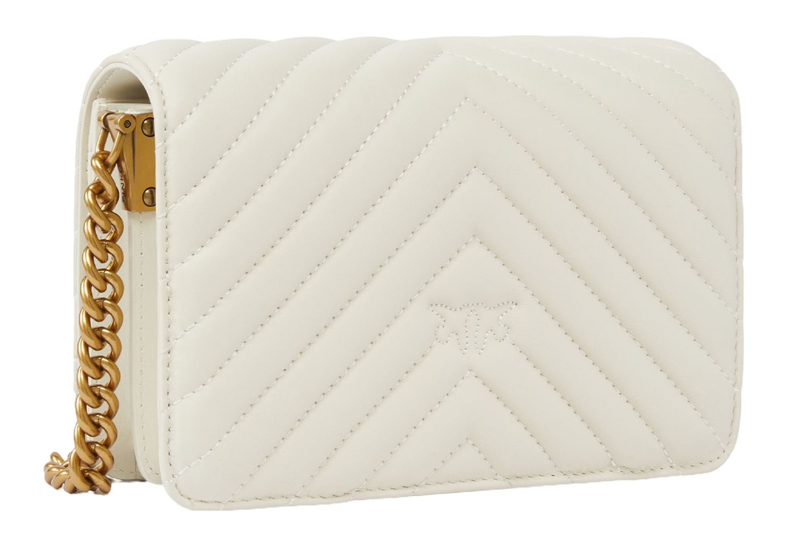 PINKO Love Click Mini Sheep Nappa Chevron S White - Antique Gold PINKO Love Click Mini Sheep Nappa Chevron S White - Antique Gold