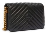 PINKO Love Click Mini Sheep Nappa Chevron S Black - Antique Gold