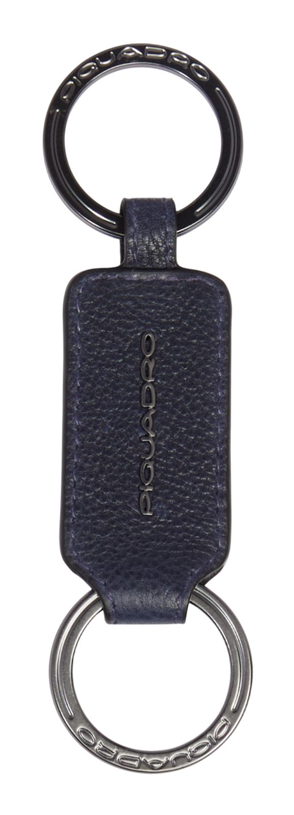 PIQUADRO Cronus Leather Men's Keychain With Two Rings Blue PIQUADRO Cronus Leather Men's Keychain With Two Rings Blue