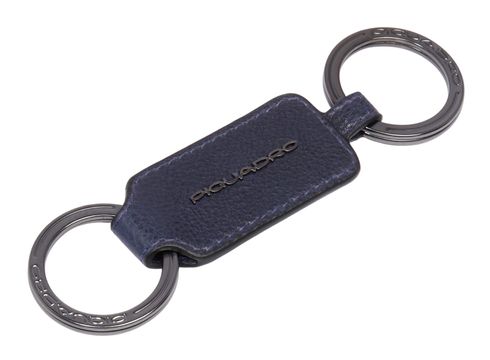 PIQUADRO Cronus Leather Men's Keychain With Two Rings Blue