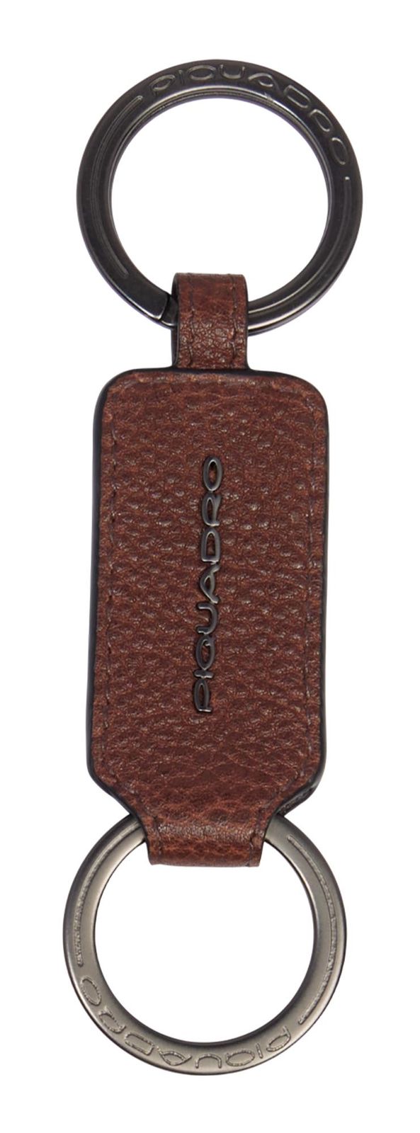 PIQUADRO Cronus Leather Men's Keychain With Two Rings Brown PIQUADRO Cronus Leather Men's Keychain With Two Rings Brown
