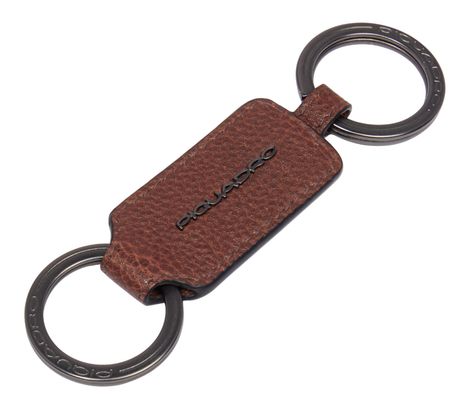 PIQUADRO Cronus Leather Men's Keychain With Two Rings Brown