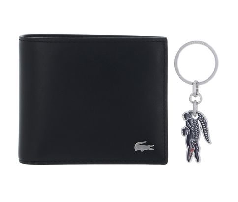 LACOSTE FG Billfold Key Ring Box M Noir KR Croc Marine