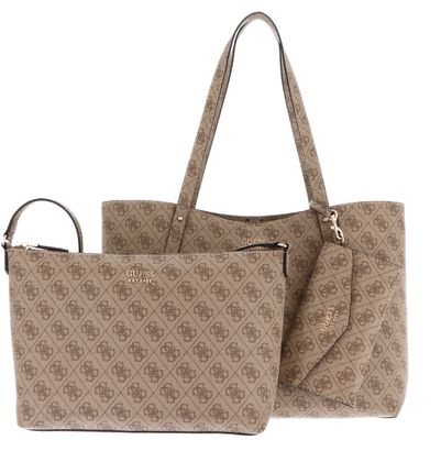 GUESS Brenton Tote Latte Logo