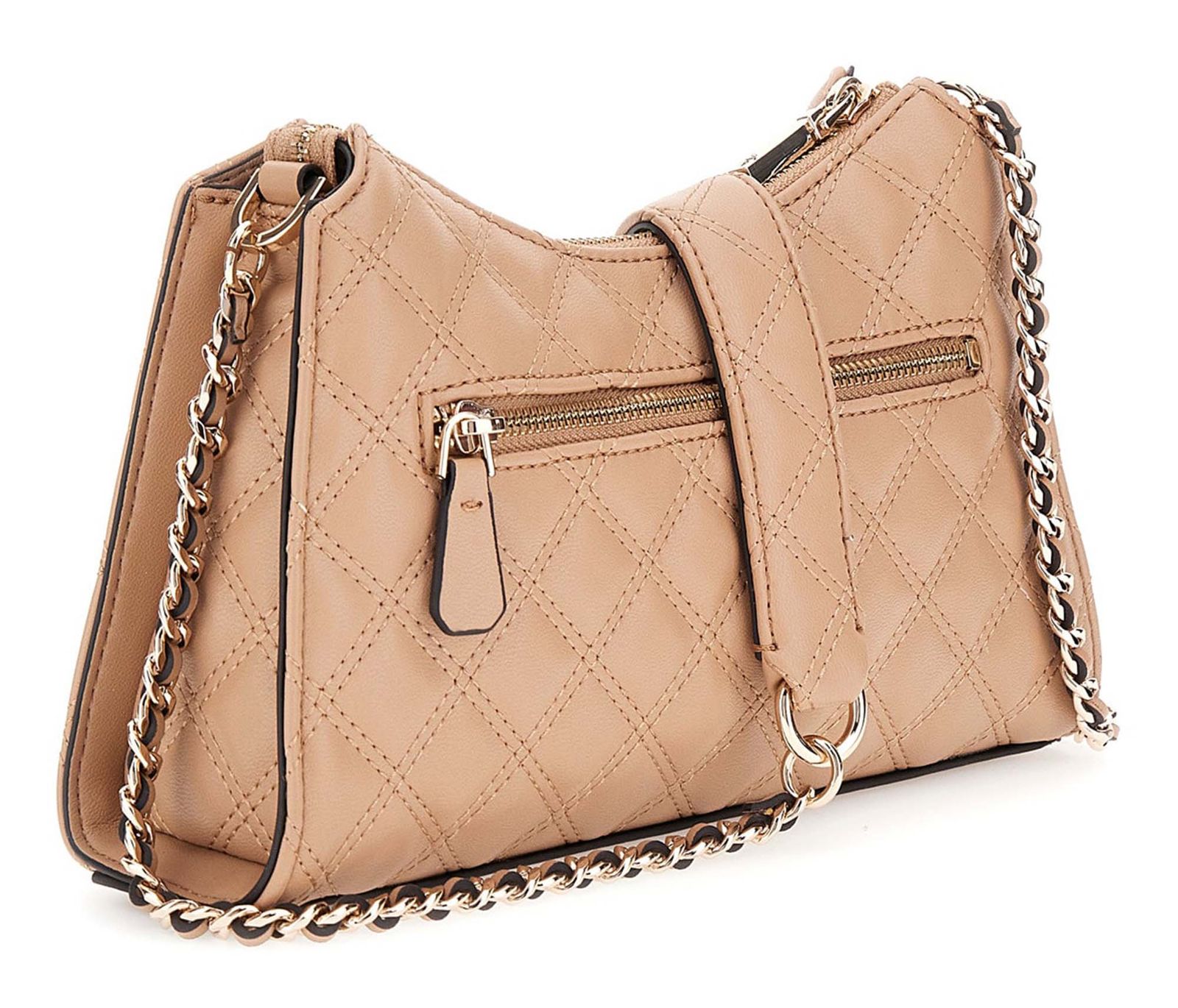 GUESS Giully Top Zip Shoulder Bag Beige GUESS Giully Top Zip Shoulder Bag Beige
