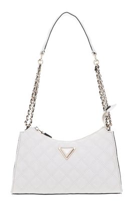 GUESS Giully Top Zip Shoulder Bag Creme White