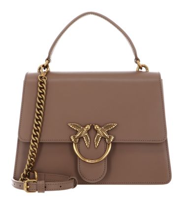 PINKO Love One Top Handle Classic Light M Ginger Biscuit - Antique Gold