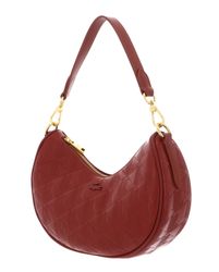 LACOSTE ● Maheki Moon Bag Beige【 残りわずか】 Women's Maheki Embossed Leather Half Moon Bag - Bags - New
