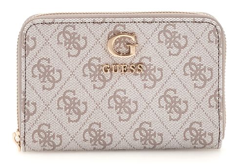 GUESS Zamira Medium Zip Around Wallet Dark Taupe Logo