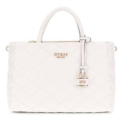 GUESS Tamsin Society Satchel Cream White