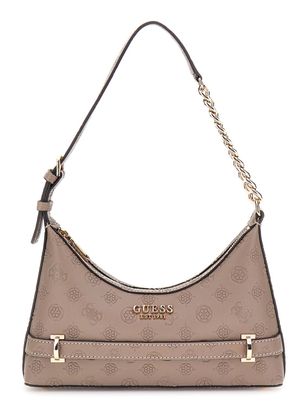 GUESS Zarela Top Zip Shoulder Bag Dark Taupe Logo