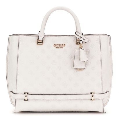 GUESS Zarela Girlfriend Tote Cream White Logo