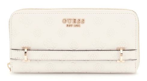 GUESS Zarela SLG Large Zip Around Wallet L Creme White Logo