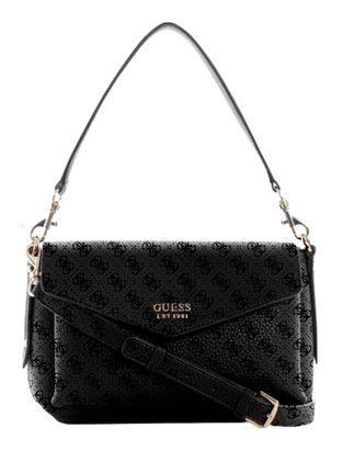 GUESS Brenton Flap Shoulder Bag Coal Logo