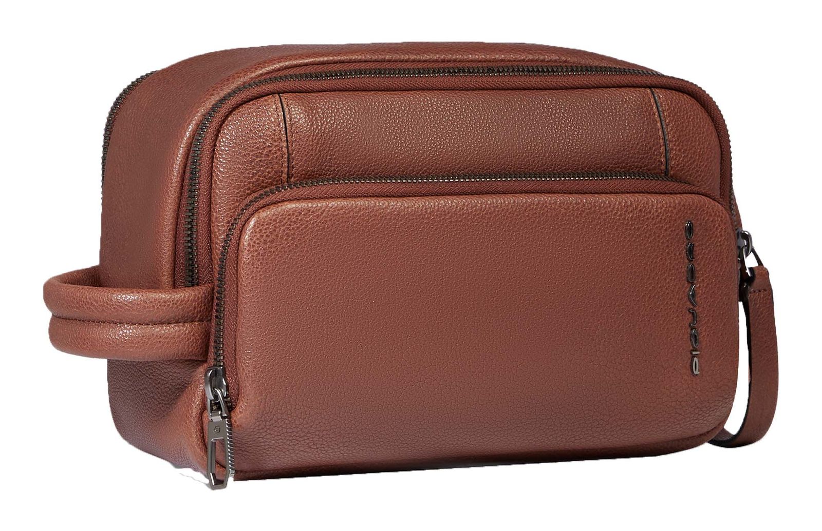 PIQUADRO Cronus Leather Toiletry Bag Brown PIQUADRO Cronus Leather Toiletry Bag Brown