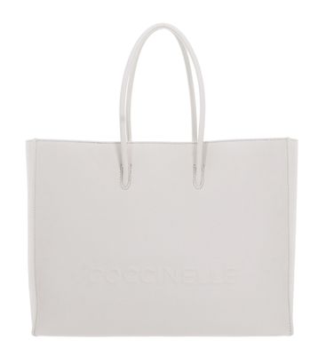 COCCINELLE Maxi Log Handbag Grained Leather Blanco