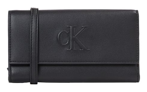 Calvin Klein Sculpted Long Fold Strap Wallet Na Black