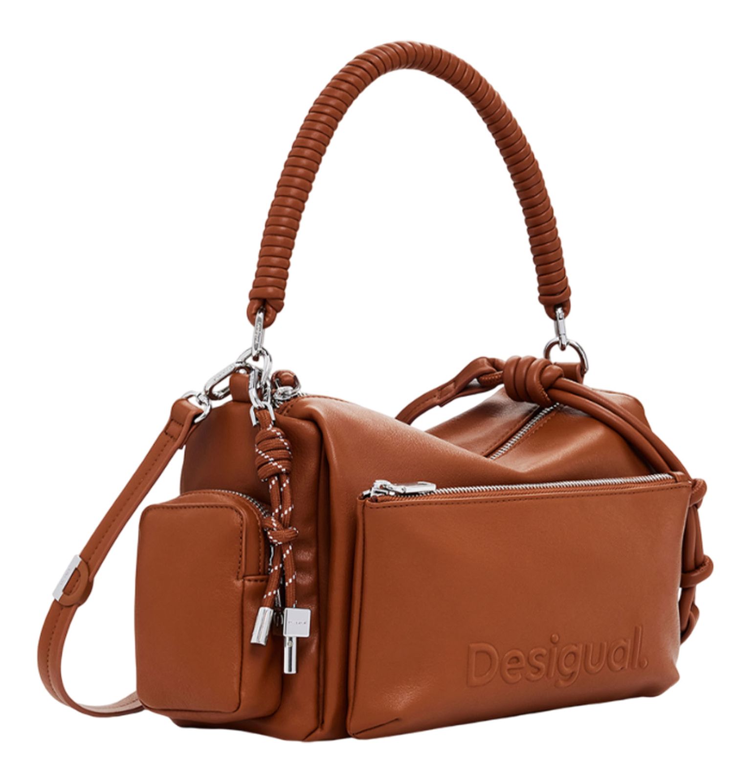 Sac à Main Desigual Goodall Habana - Effet Cuir Noir Avec Broderie Papillon, Anses Interchangeables, 3 Compartiments