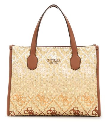 GUESS Silvana Two Compartment Tote Cognac Logo