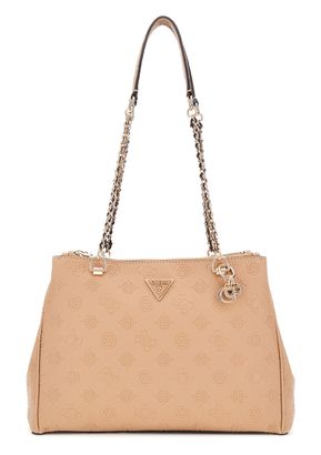 GUESS Cresidia Status Shoulder Satchel Bag Beige