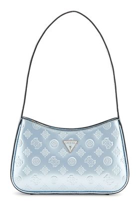 GUESS Arnela Top Zip Shoulder Bag Powder Blue Logo