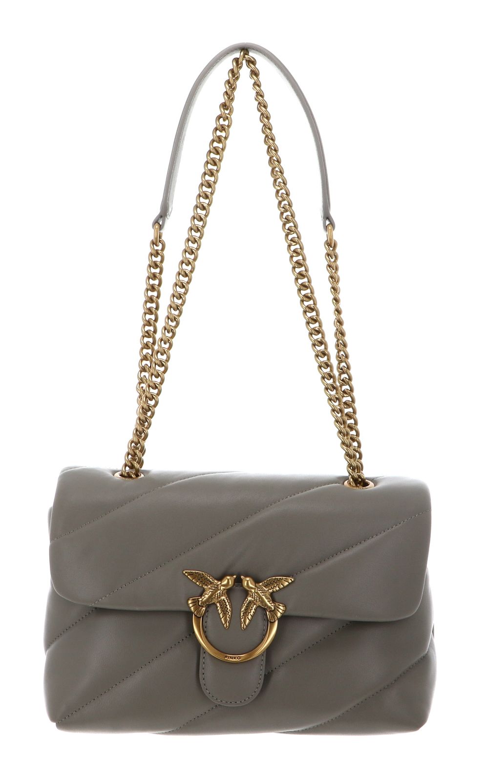 PINKO Love Puff Classic CL Sheep Nappa M Walnut - Antique Gold