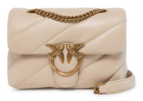 PINKO Love Puff Mini CL Sheep Nappa S Beige - Smoke Grey - Antique Gold