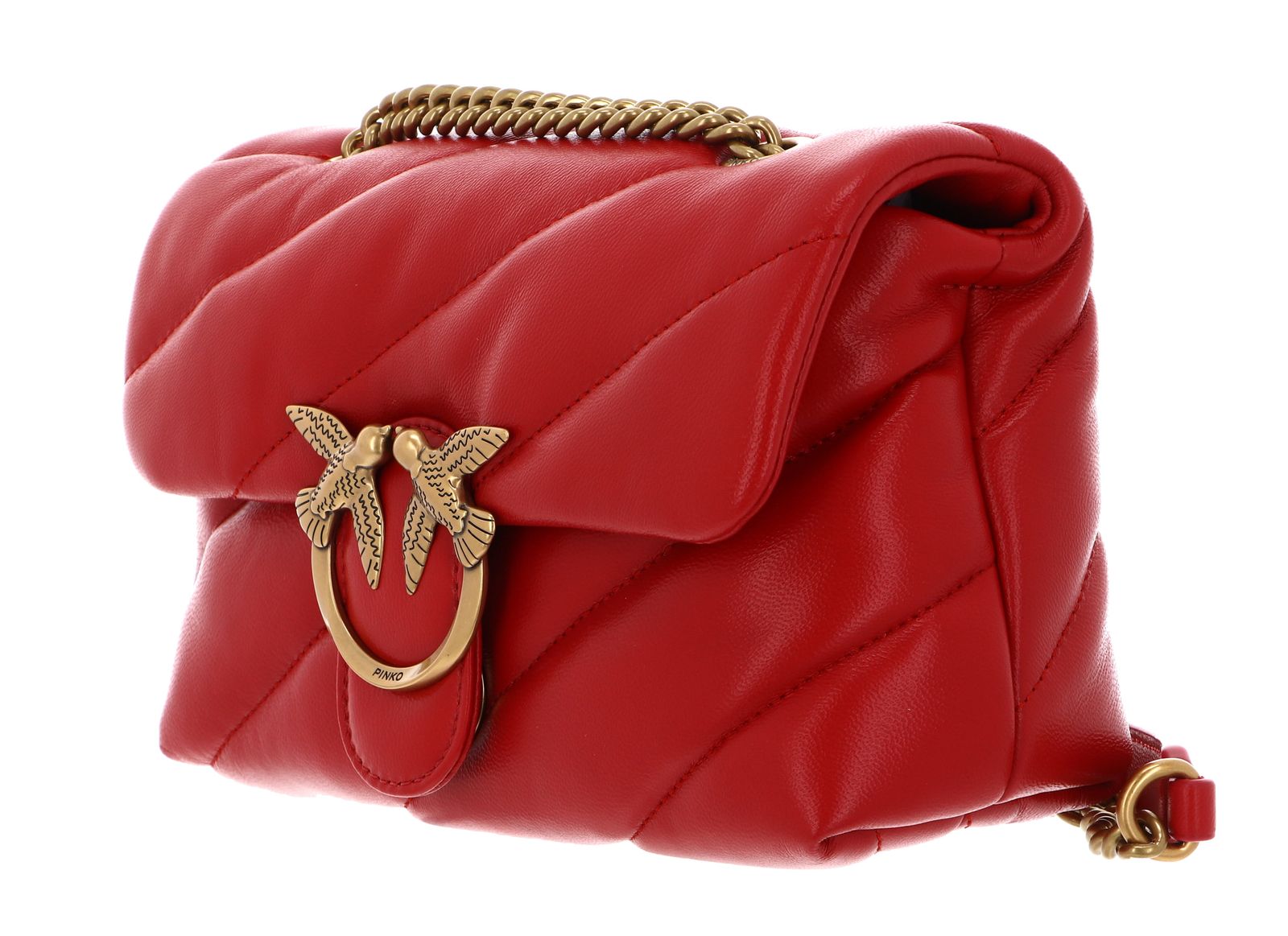 PINKO Love Puff Mini CL Sheep Nappa S Red - Antique Gold PINKO Love Puff Mini CL Sheep Nappa S Red - Antique Gold