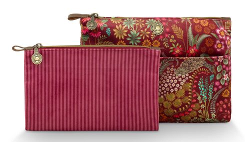 Pip Studio Caryn Cosmetic Bag Combi Querida Velvet Red