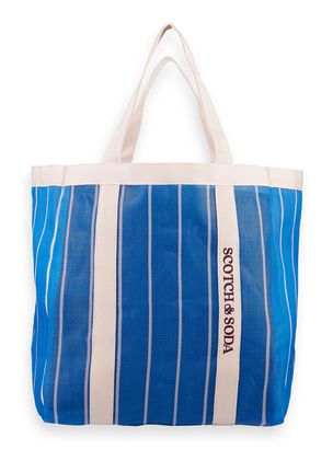 SCOTCH & SODA Striped Beach Bag Aqua Blue Stripe