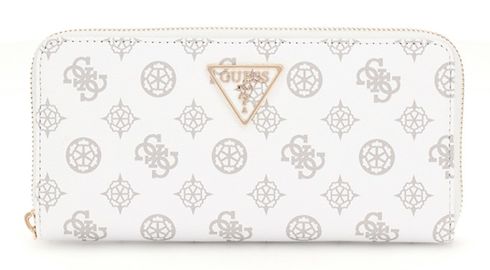 GUESS Laurel SLG Large Zip Around Wallet L White Logo